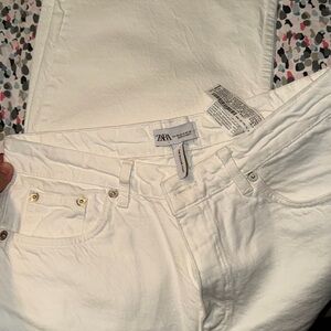 Zara Women's High Rise Cream Jeans